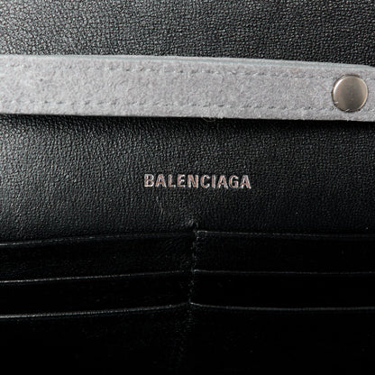Balenciaga Strass Suede Allover Logo Hourglass Chain Bag Silver Black 6 of 11