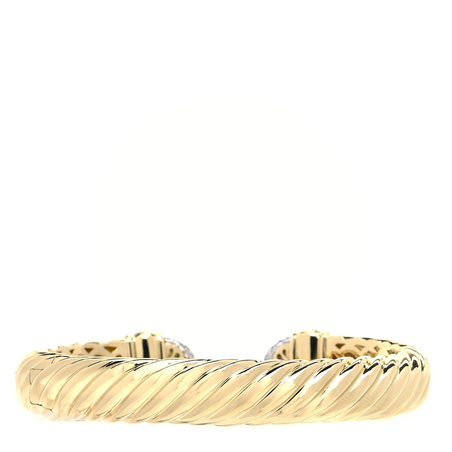David Yurman 18K Yellow Gold Pave Diamond 10mm Waverly Bracelet 3 of 4