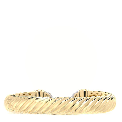 David Yurman 18K Yellow Gold Pave Diamond 10mm Waverly Bracelet 3 of 4