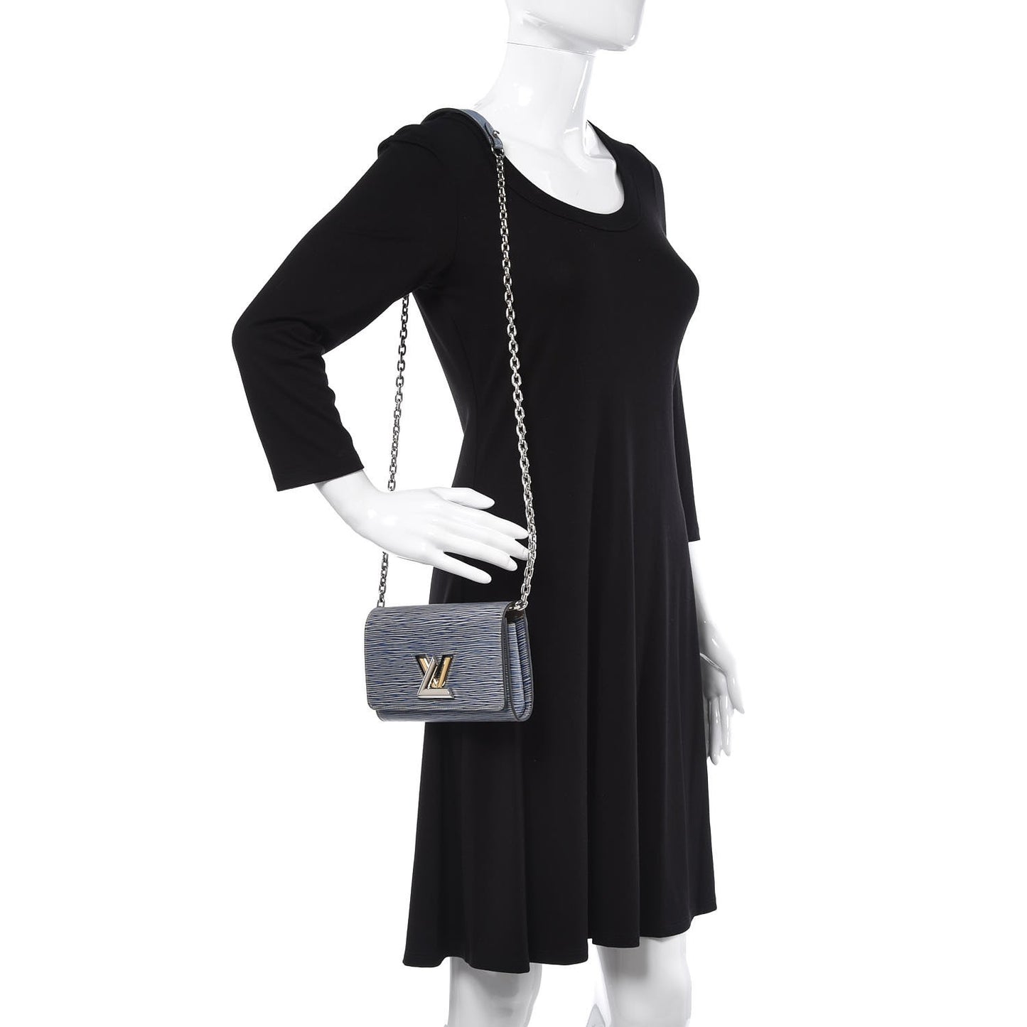 Epi Twist Chain Wallet Denim Light