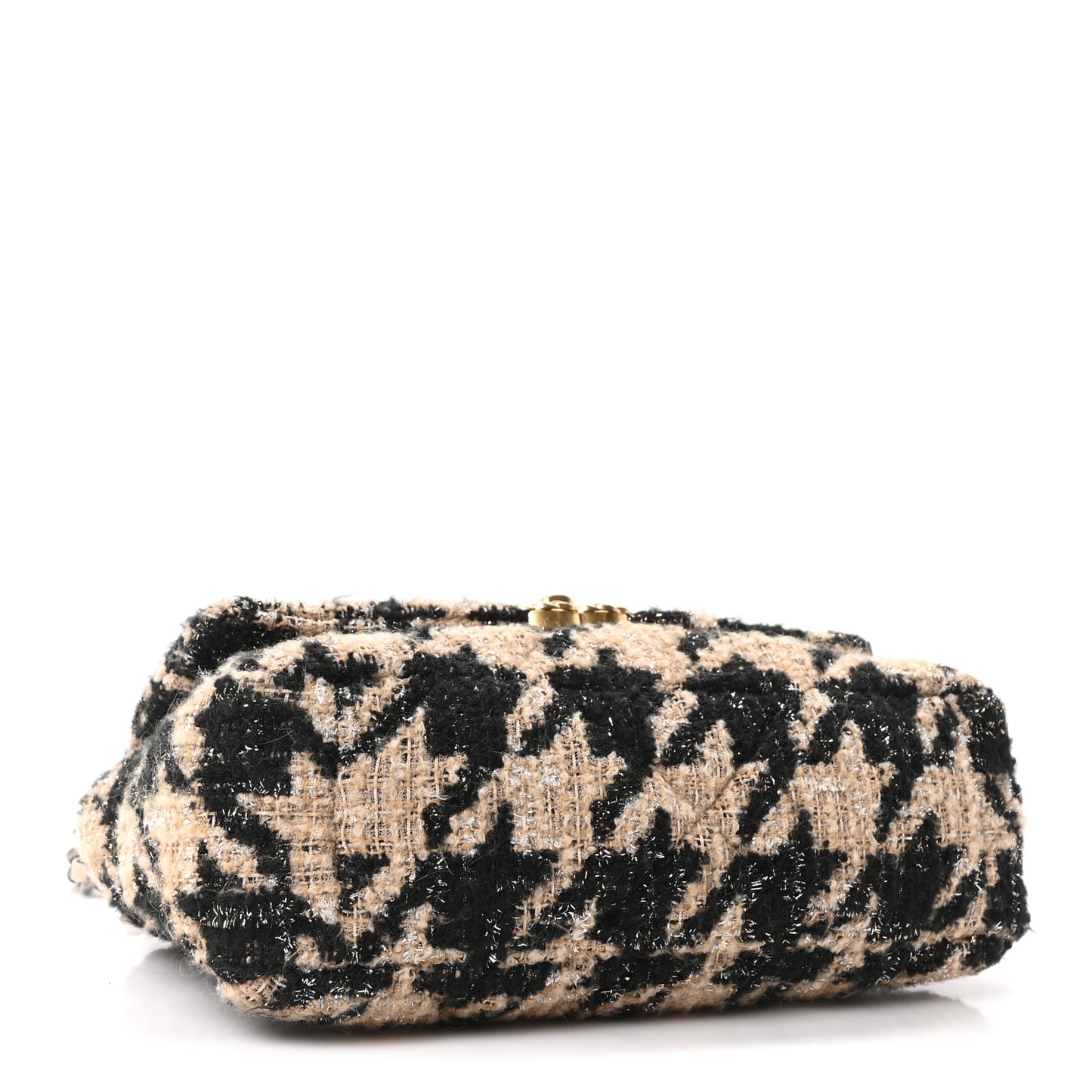 Tweed Houndstooth Quilted Medium Chanel 19 Flap Beige Black