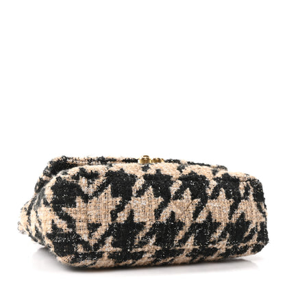 Chanel Tweed Houndstooth Quilted Medium Chanel 19 Flap Beige Black 4 of 11