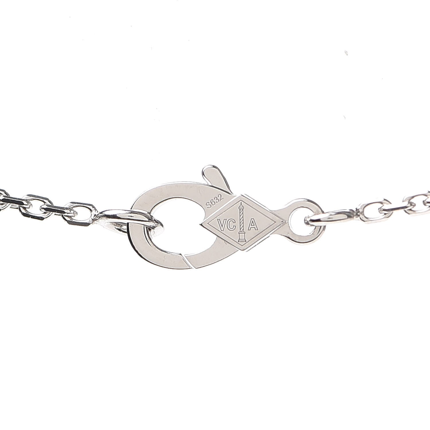 Van Cleef & Arpels 18K White Gold Mother of Pearl Vintage Alhambra Pendant Necklace 4 of 8