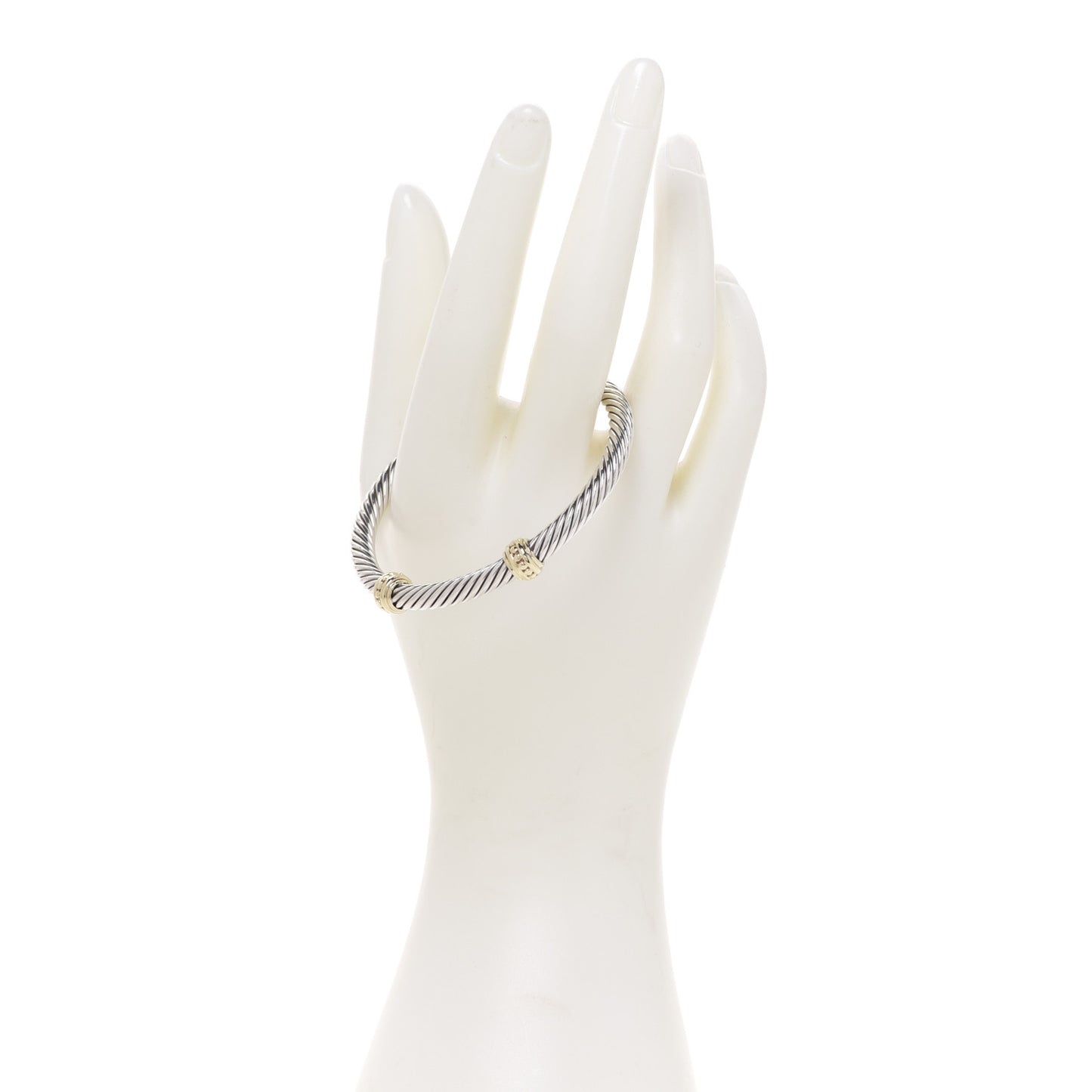 Sterling Silver 14K Yellow Gold 5mm Cable Classics Two Station Bracelet