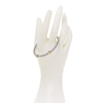 David Yurman Sterling Silver 14K Yellow Gold 5mm Cable Classics Two Station Bracelet 2 of 4