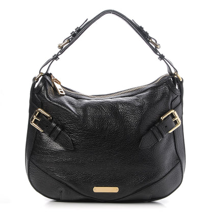 Burberry Signature Grain Calfskin Buckle Hobo Black 1 of 8