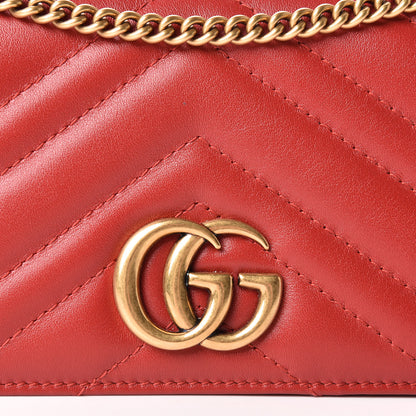 Gucci Calfskin Matelasse GG Marmont Mini Bag Hibiscus Red 9 of 11