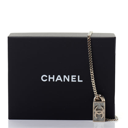 Chanel Crystal Dog Tag Chain Necklace Gold 6 of 6