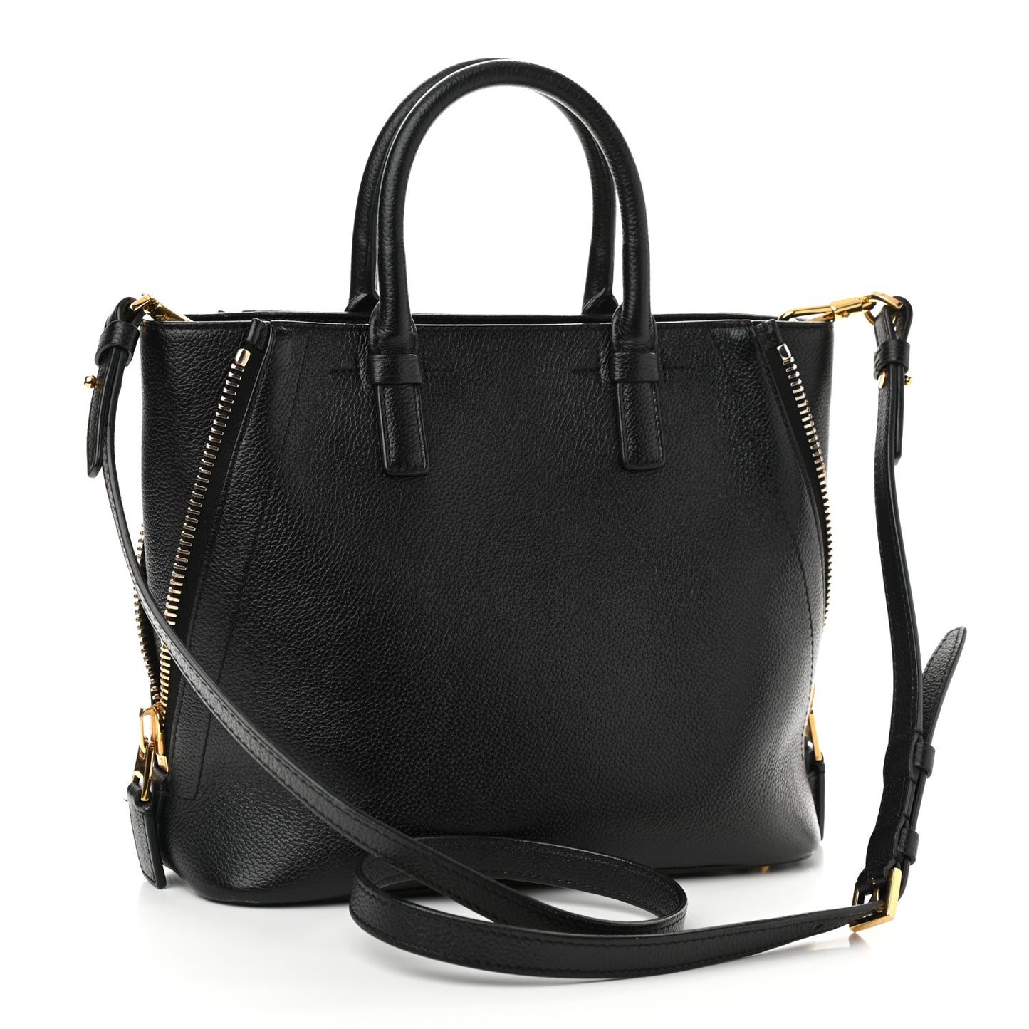 Pebbled Calfskin Medium Jennifer Zip Tote Black