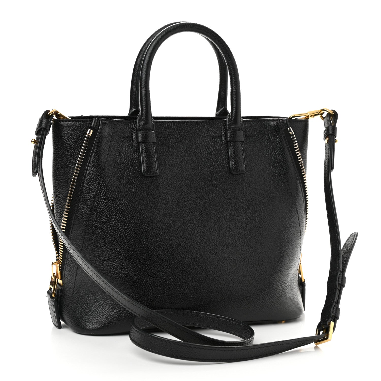 Tom Ford Pebbled Calfskin Medium Jennifer Zip Tote Black 2 of 9