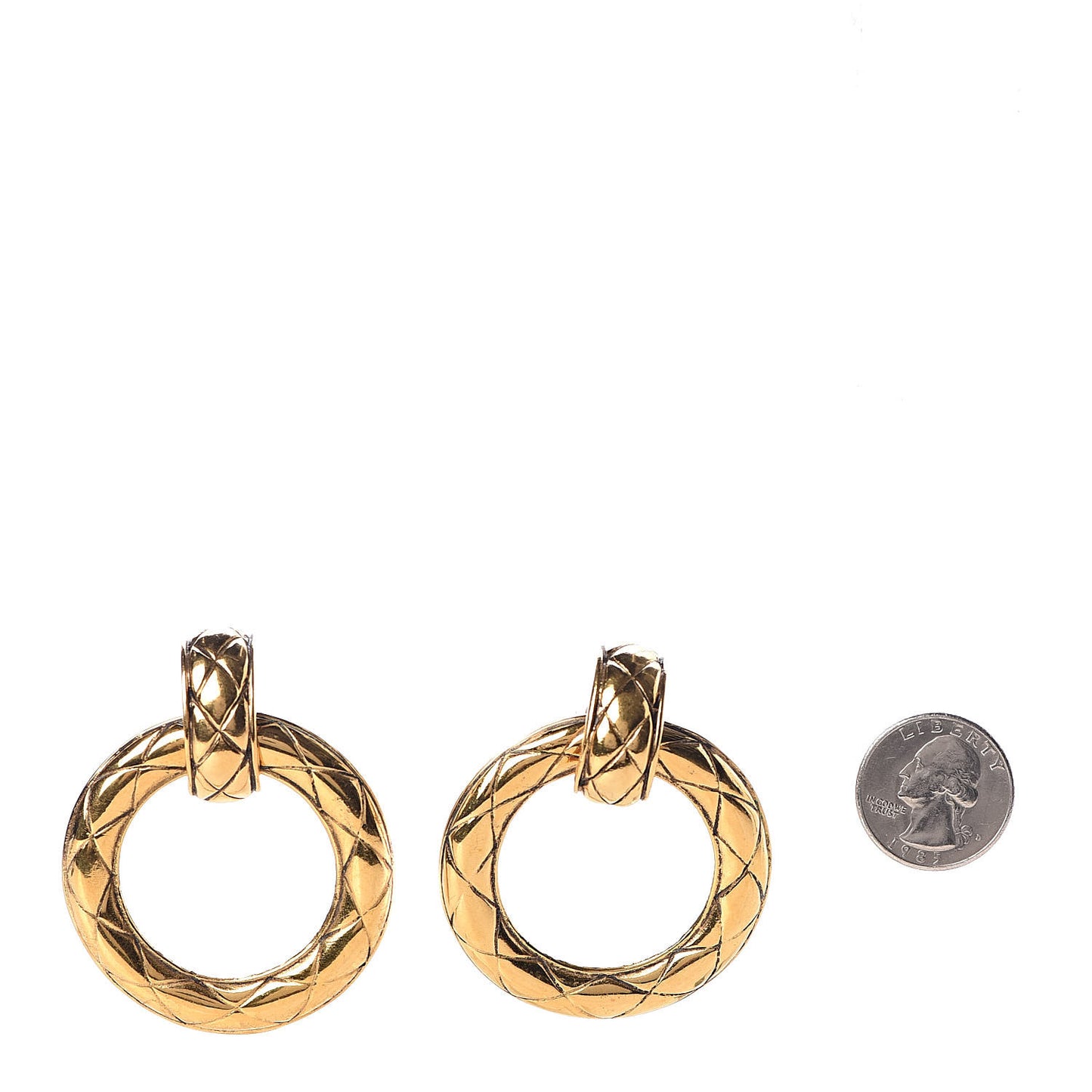 Quilted Hoop Clip On Earrings Gold