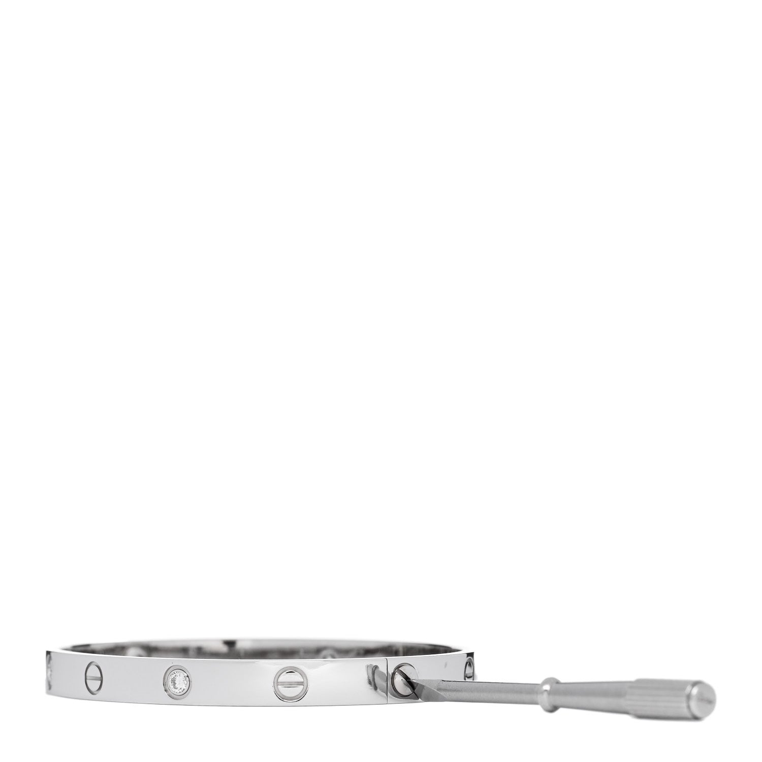 Cartier 18K White Gold 4 Diamond Love Bracelet 18 3 of 8