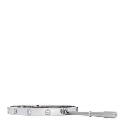 Cartier 18K White Gold 4 Diamond Love Bracelet 18 3 of 8