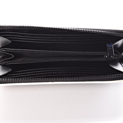 Saint Laurent Grain De Poudre Matelasse Chevron Monogram Zip Around Wallet Black Dove White 5 of 9