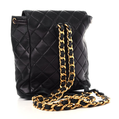 Chanel Lambskin Quilted Drawstring Backpack Black 3 of 13