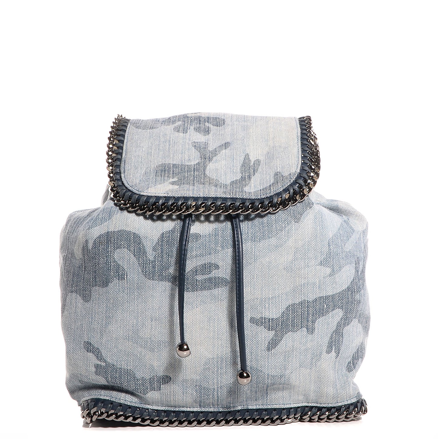 Faux Leather Denim Shaggy Deer Camo Backpack Bag Pale Blue