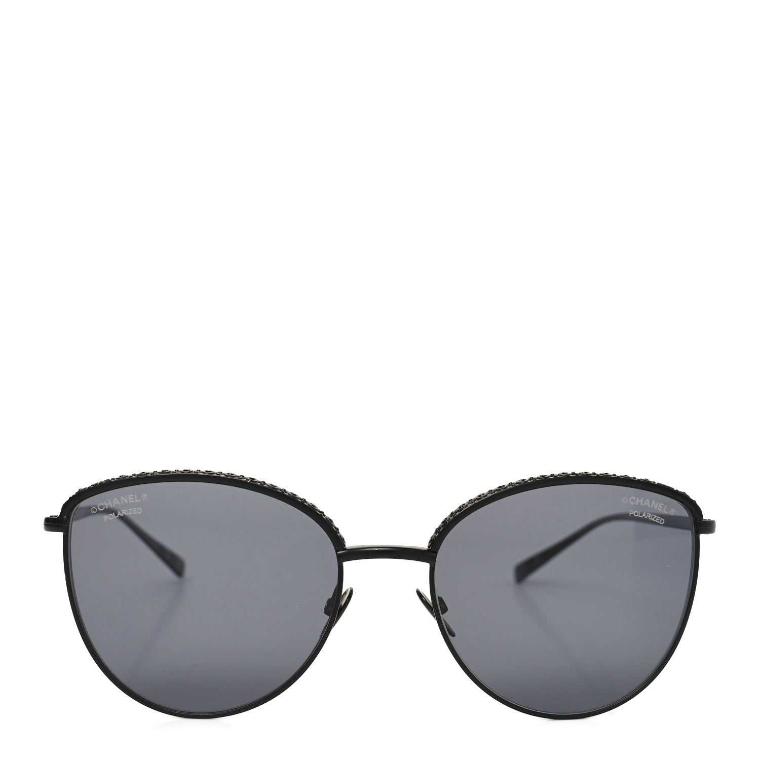 Chanel Metal Crystal Polarized Sunglasses 4258-B Black 2 of 8
