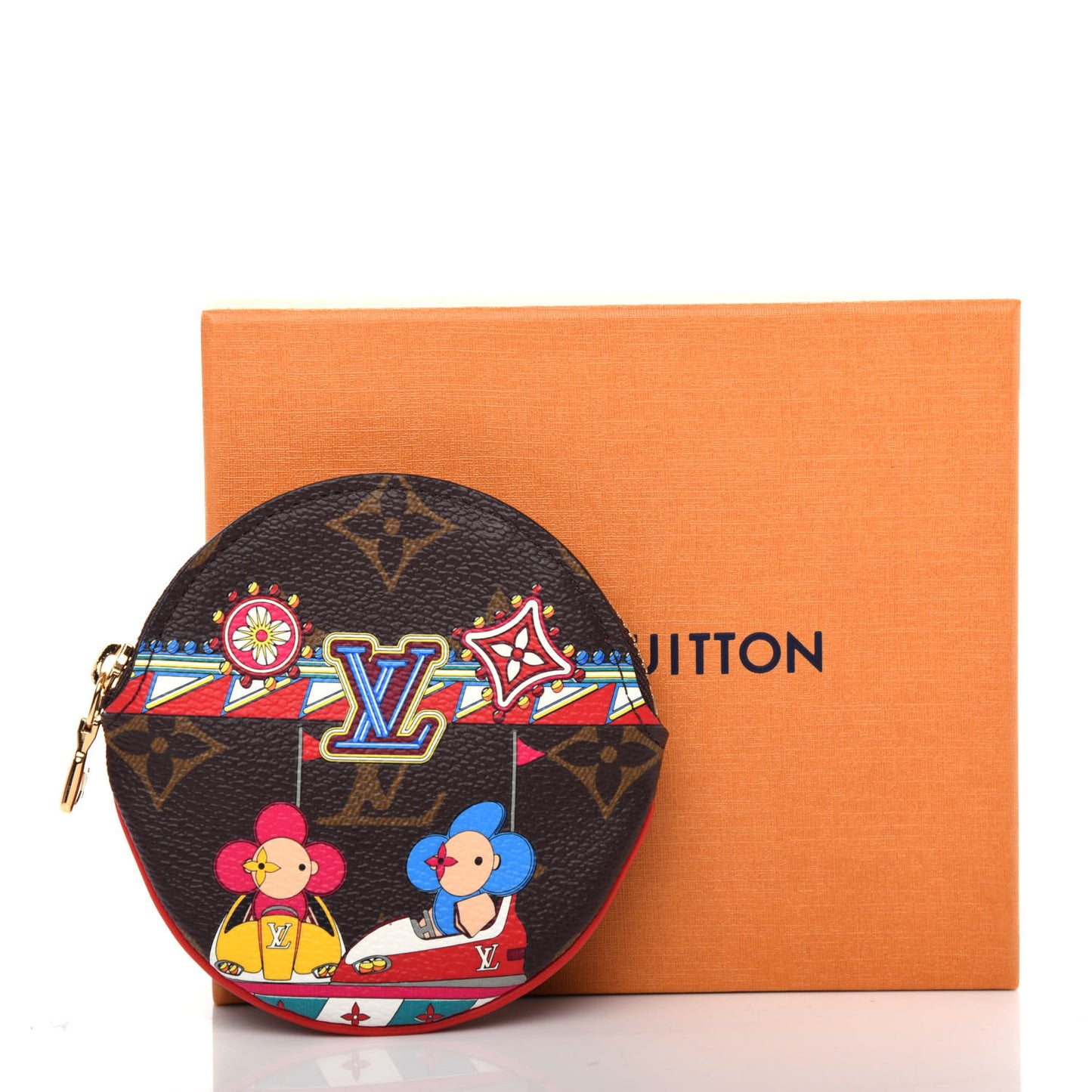Monogram 2020 Christmas Animation Bumper Cars Round Coin Purse Coquelicot