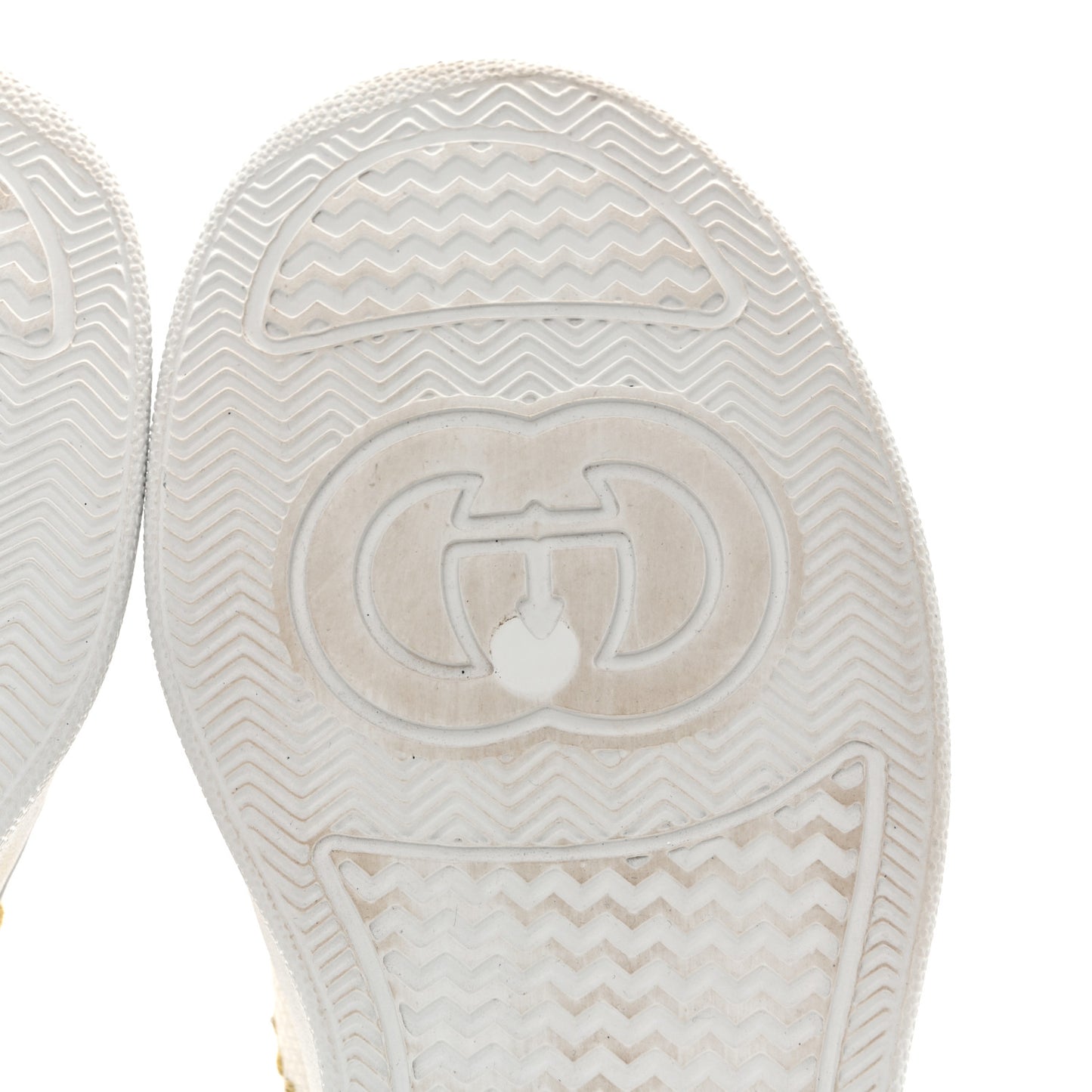 Dali Soft Calfskin GG Tennis Embossed Perforated Womens Platform 55mm Sneakers 37.5 White Gold