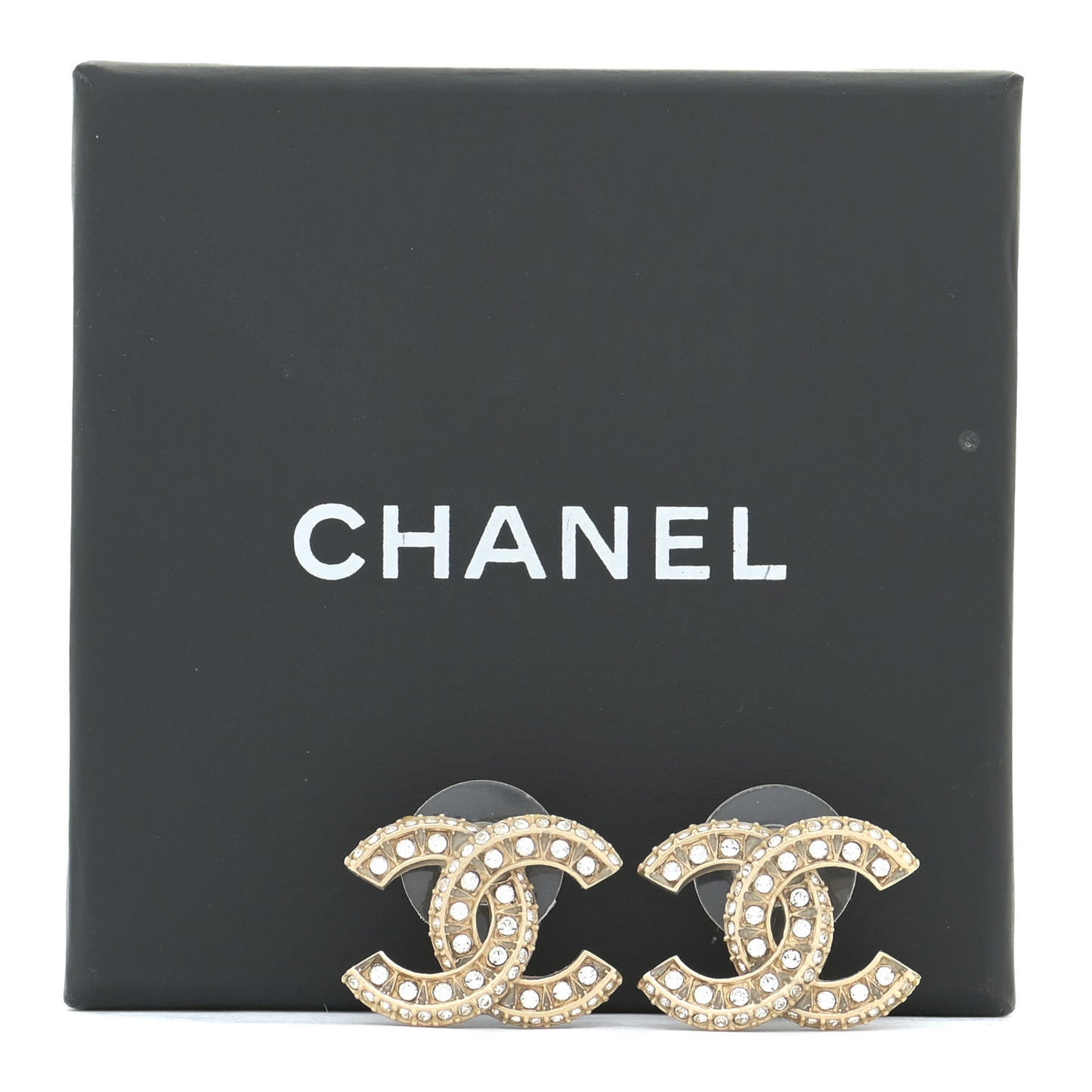 Crystal Timeless CC Earrings Light Gold