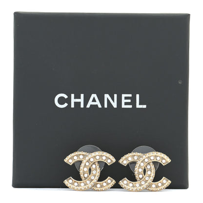 Chanel Crystal Timeless CC Earrings Light Gold 5 of 5
