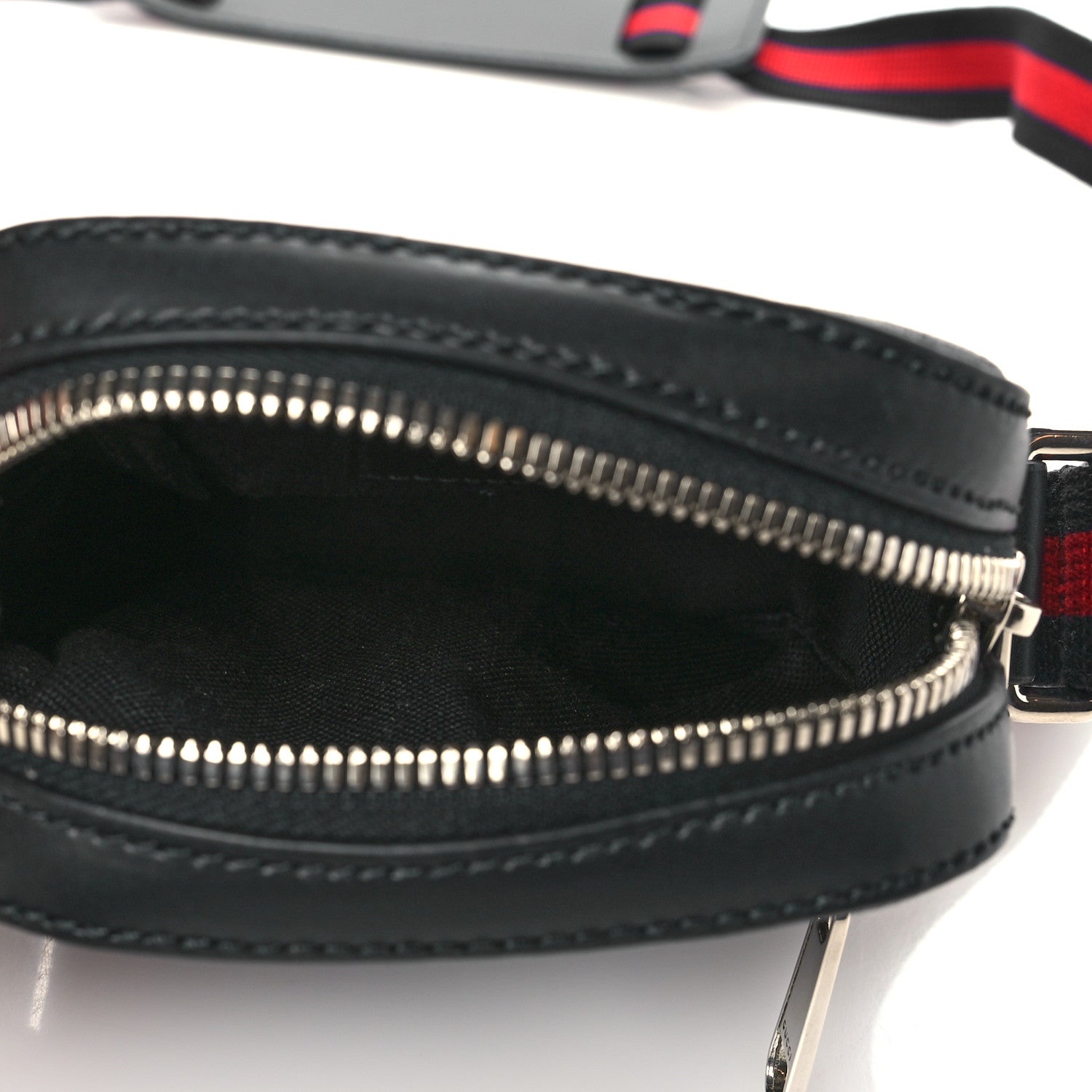 Gucci GG Supreme Monogram Appia Calfskin Web Small Camera Messenger Bag Black Grey 5 of 6
