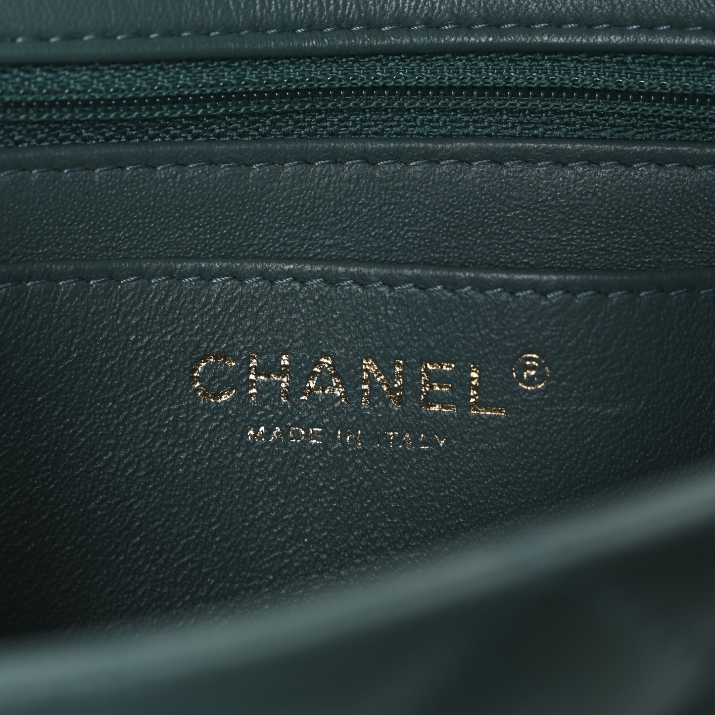 Lambskin Quilted Mini Rectangular Flap Dark Green
