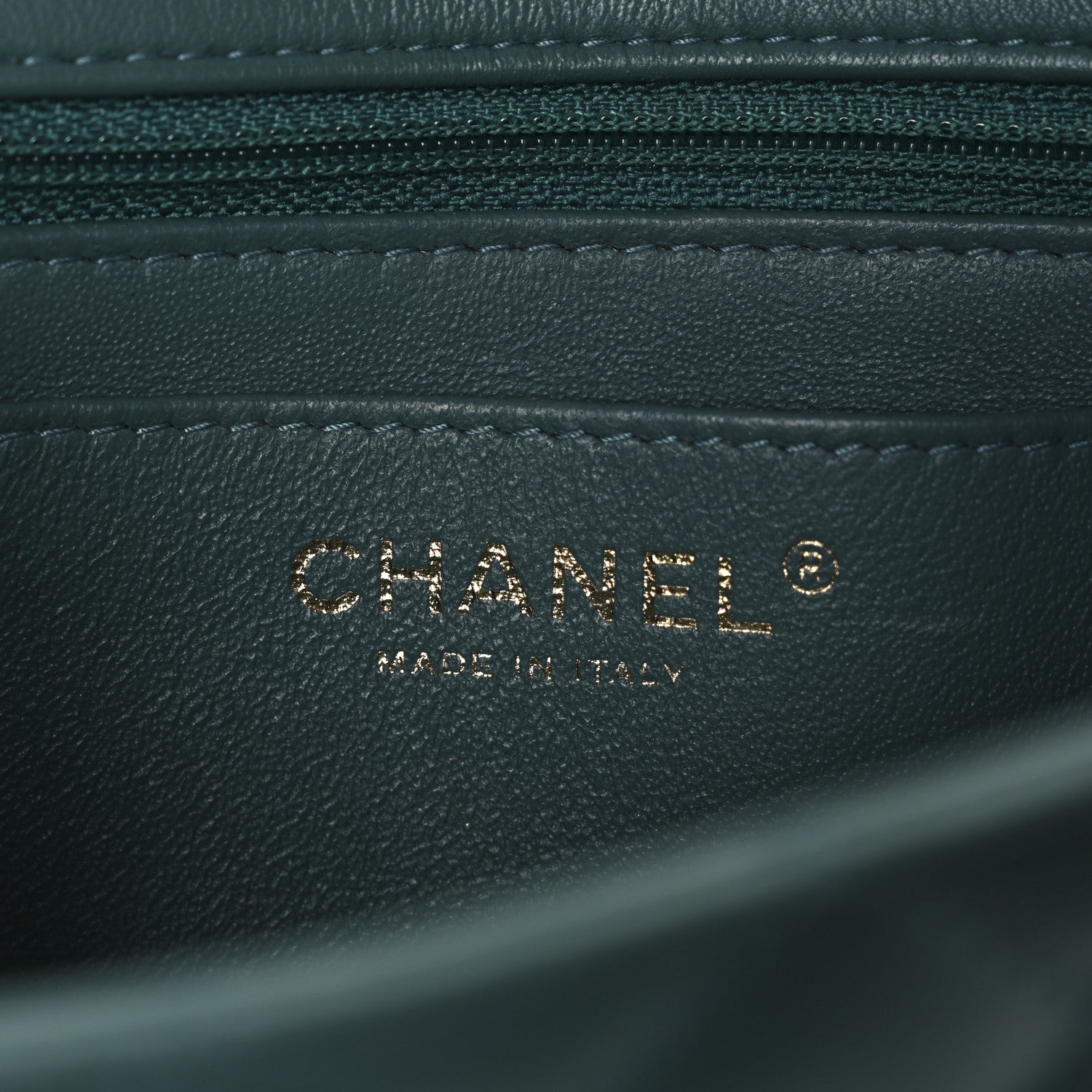 Chanel Lambskin Quilted Mini Rectangular Flap Dark Green 6 of 13