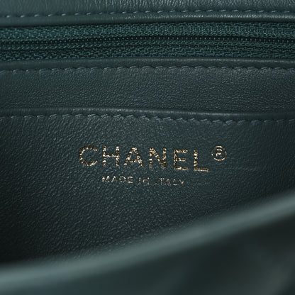 Chanel Lambskin Quilted Mini Rectangular Flap Dark Green 6 of 13