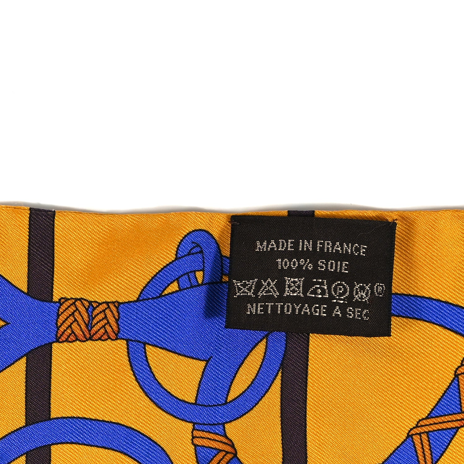 Hermes Silk Panoplie Equestre Fringed Twilly Curry Bleu 3 of 4