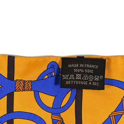Hermes Silk Panoplie Equestre Fringed Twilly Curry Bleu 3 of 4