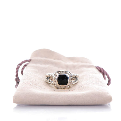 David Yurman Sterling Silver Diamond Black Onyx 7mm Petite Albion Ring 50 5.5 6 of 6