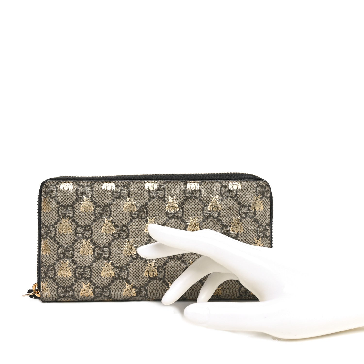 Gucci GG Supreme Monogram Bees Zip Around Wallet 2 of 10