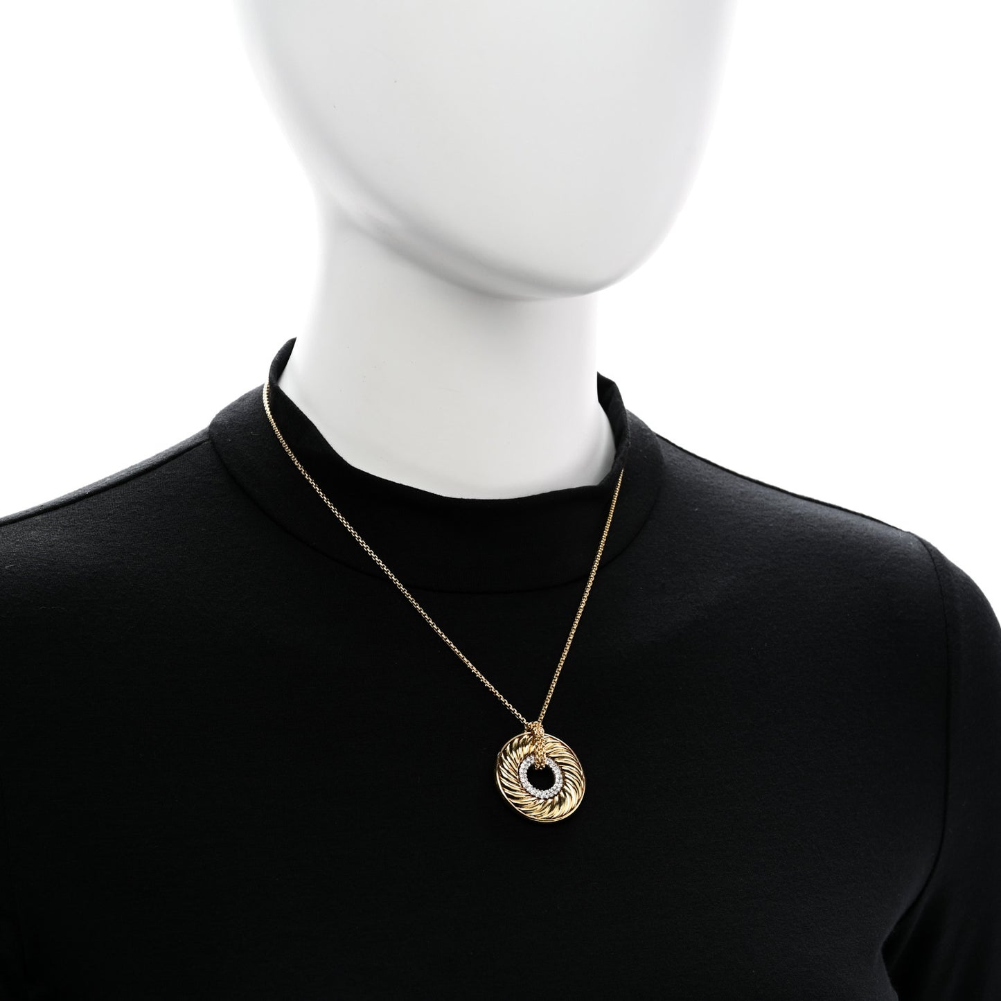 18K Yellow Gold Diamond 30mm Thoroughbred Pendant Necklace
