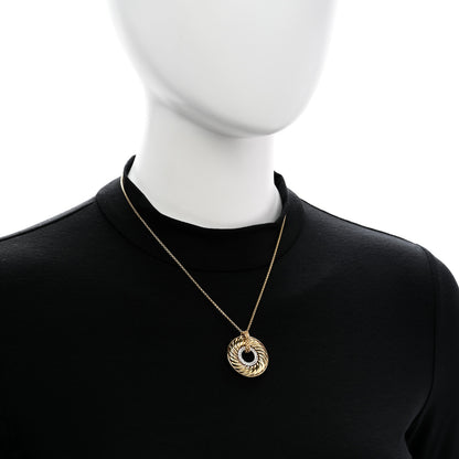 David Yurman 18K Yellow Gold Diamond 30mm Thoroughbred Pendant Necklace 2 of 5