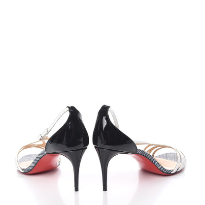 Christian Louboutin Patent Strappy 70 Sandals 40.5 Black Latte 6 of 13
