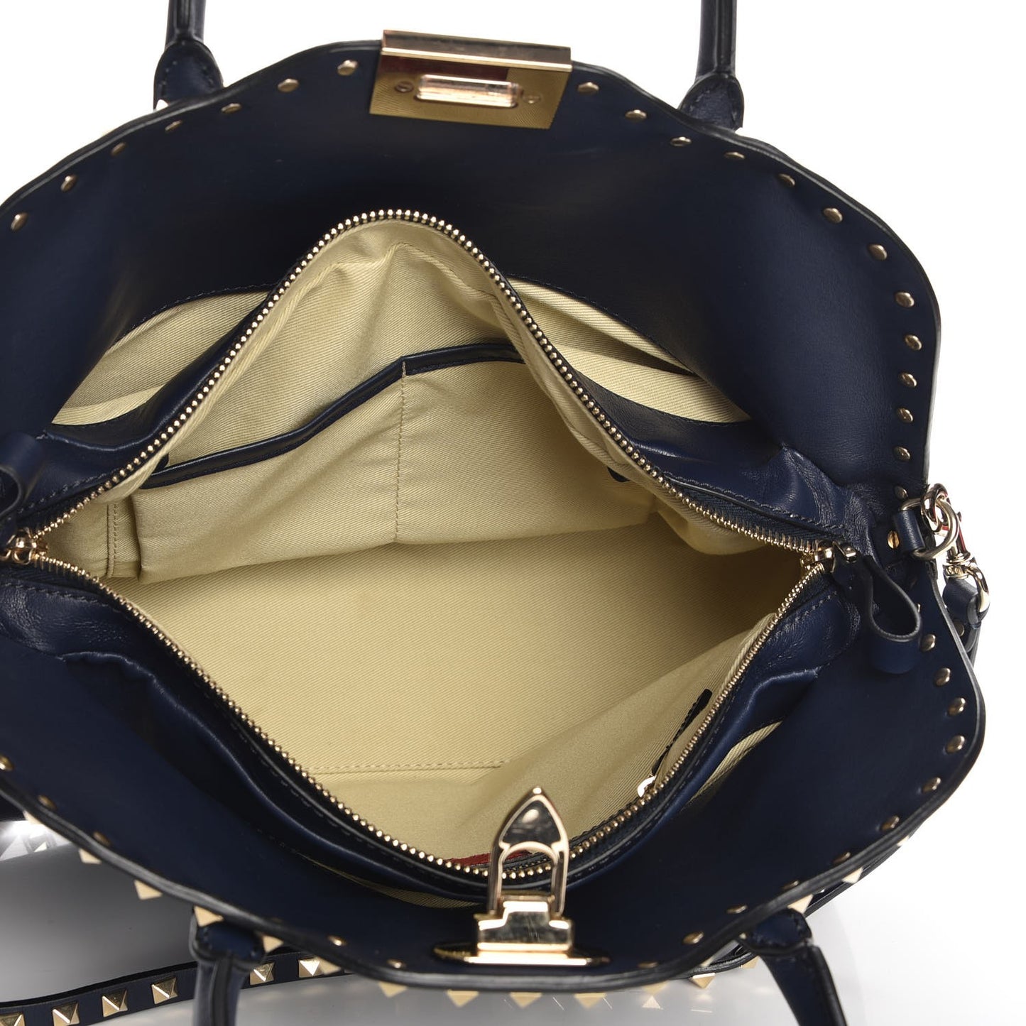 Vitello Rockstud Dome Satchel Marine