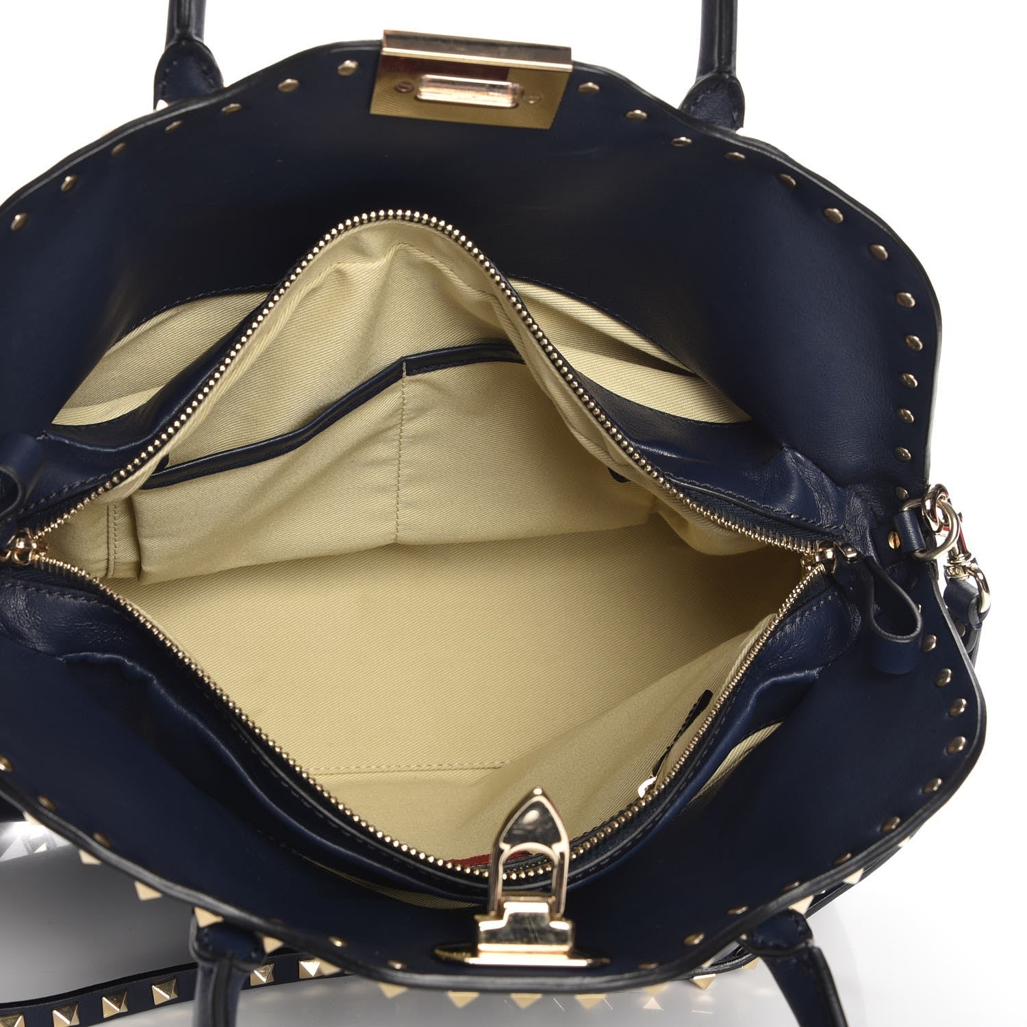 Valentino Garavani Vitello Rockstud Dome Satchel Marine 6 of 8