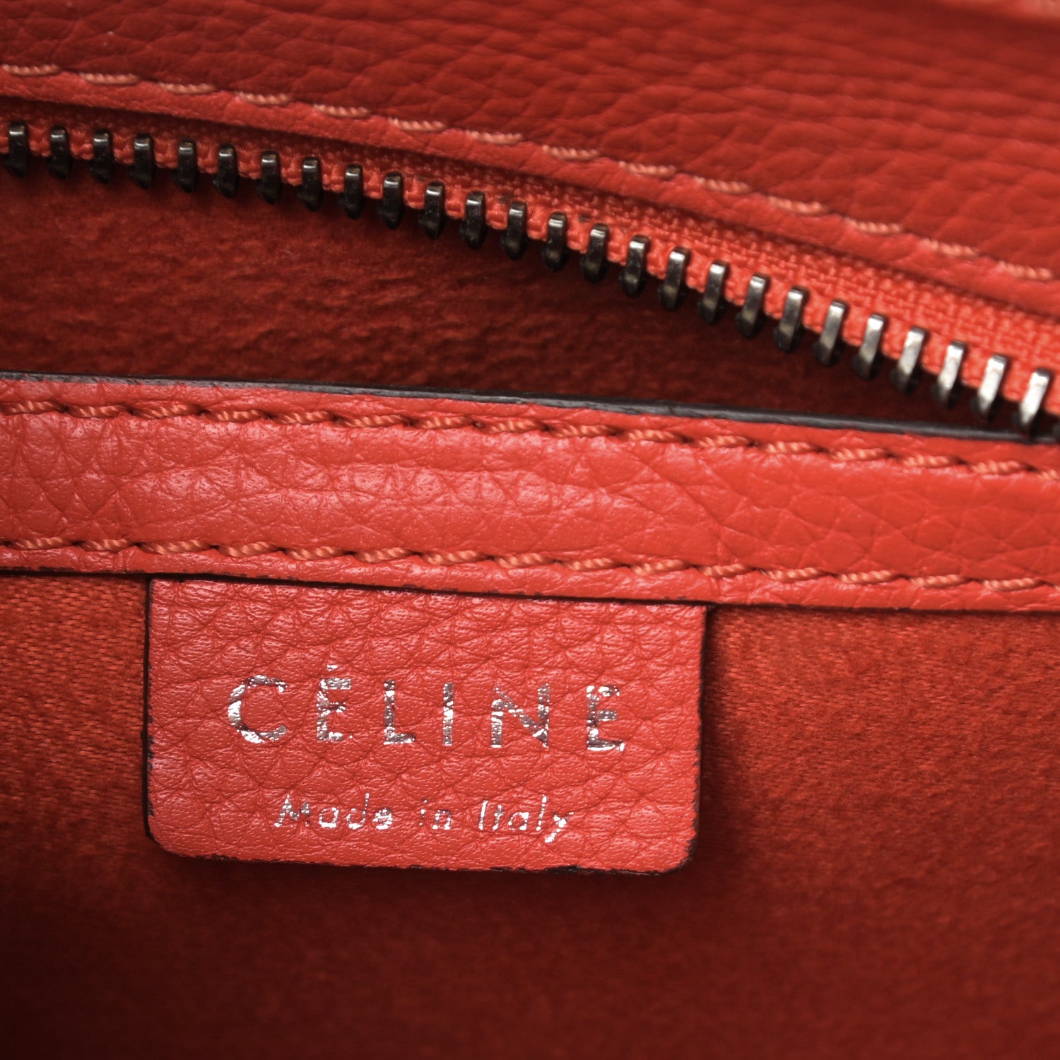 Celine Drummed Calfskin Nano Luggage Coquelicot 6 of 18