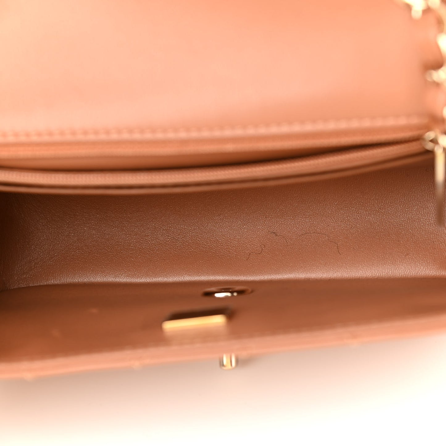 Lambskin Quilted Mini Rectangular Flap Brown