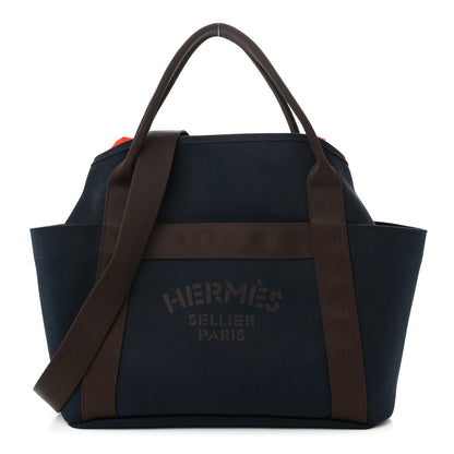 Hermes Toile Sac De Pansage Groom Bleu Navy Feu 1 of 11