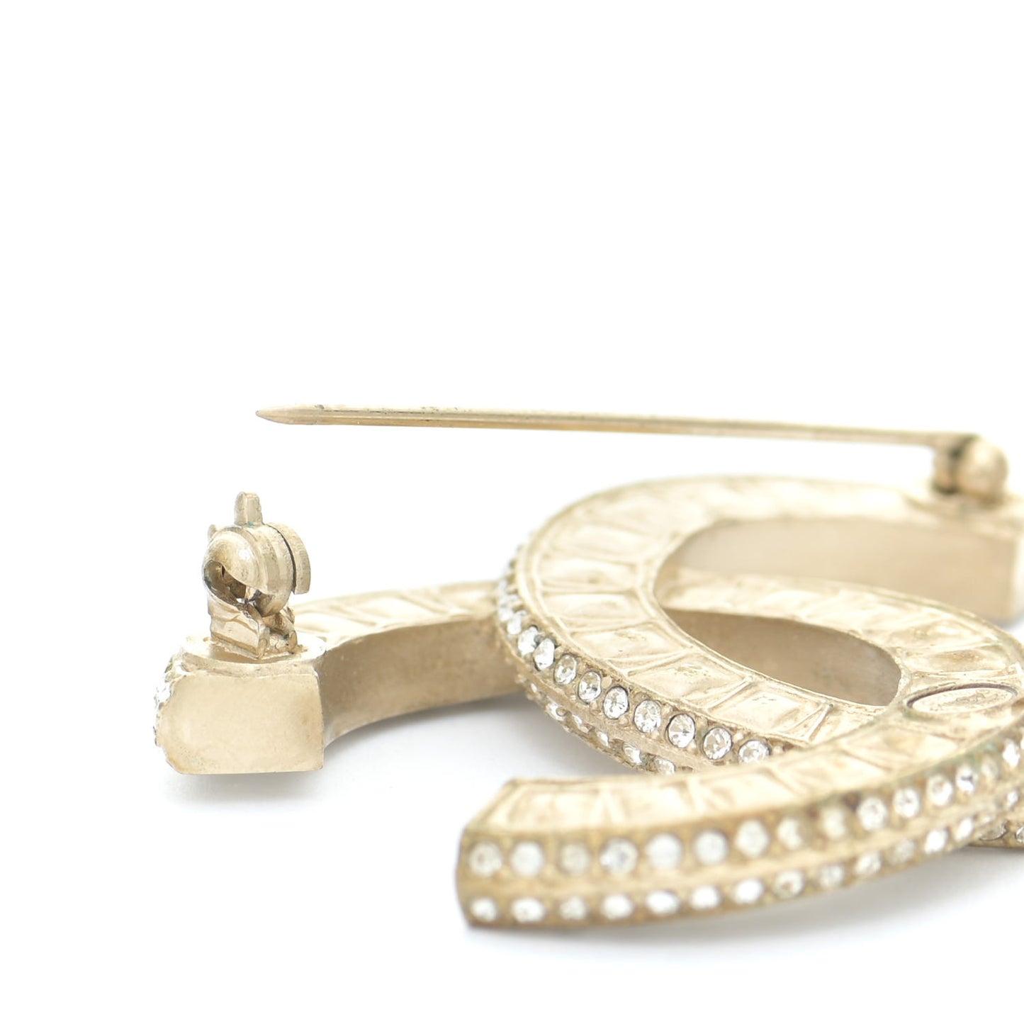 Baguette Crystal CC Brooch Gold