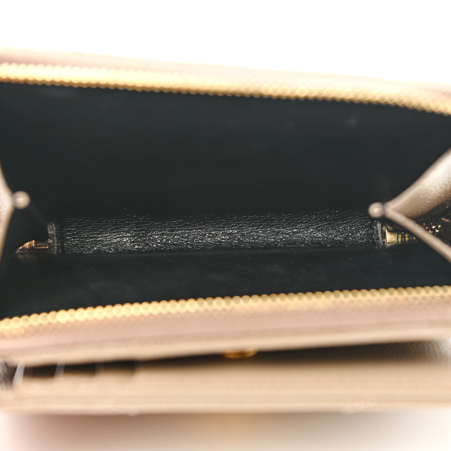 Saint Laurent Grain De Poudre Matelasse Chevron Monogram Compact Zip Around Wallet Dark Latte 6 of 8