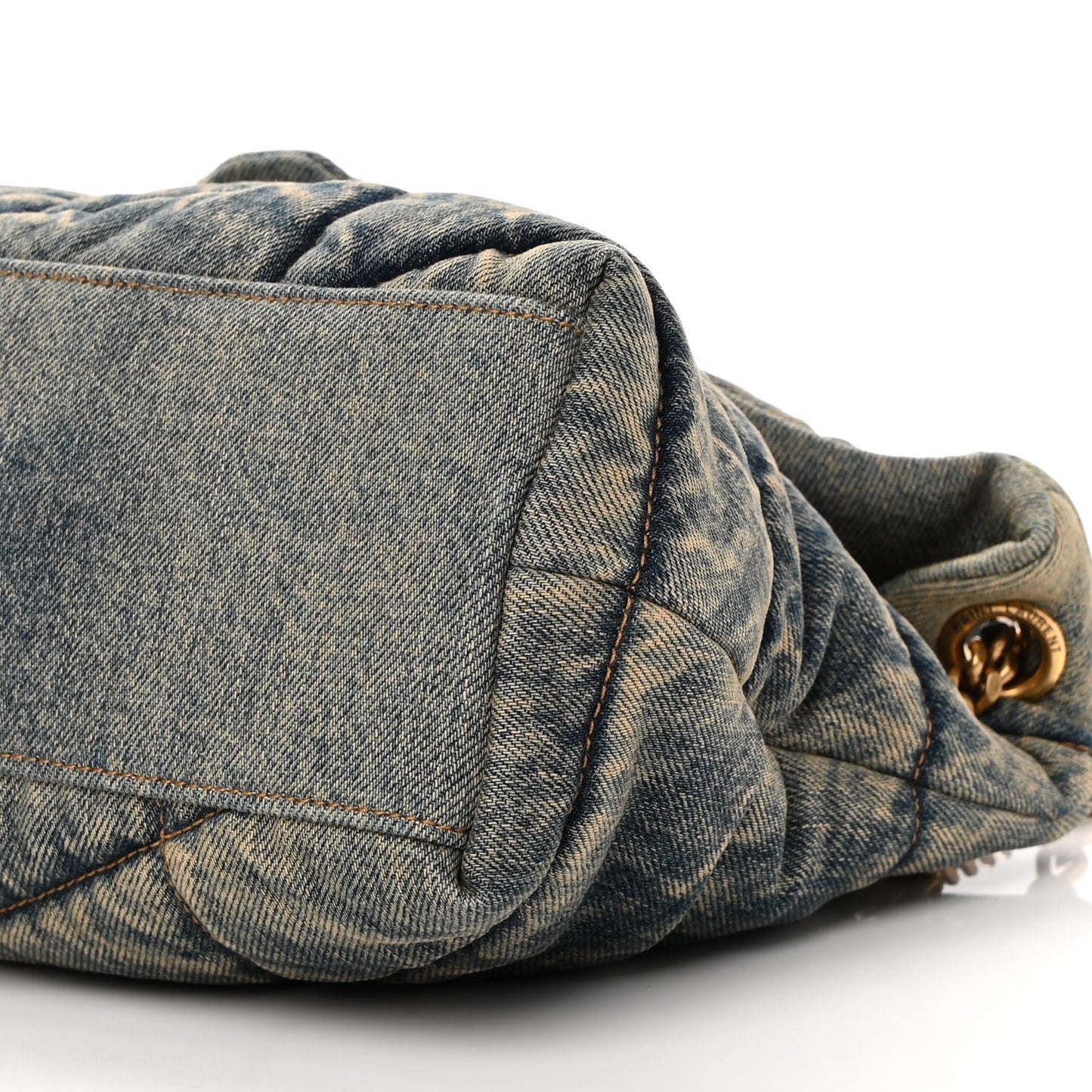 Denim Quilted Loulou Puffer Monogram Chain Satchel Rodeo Blue