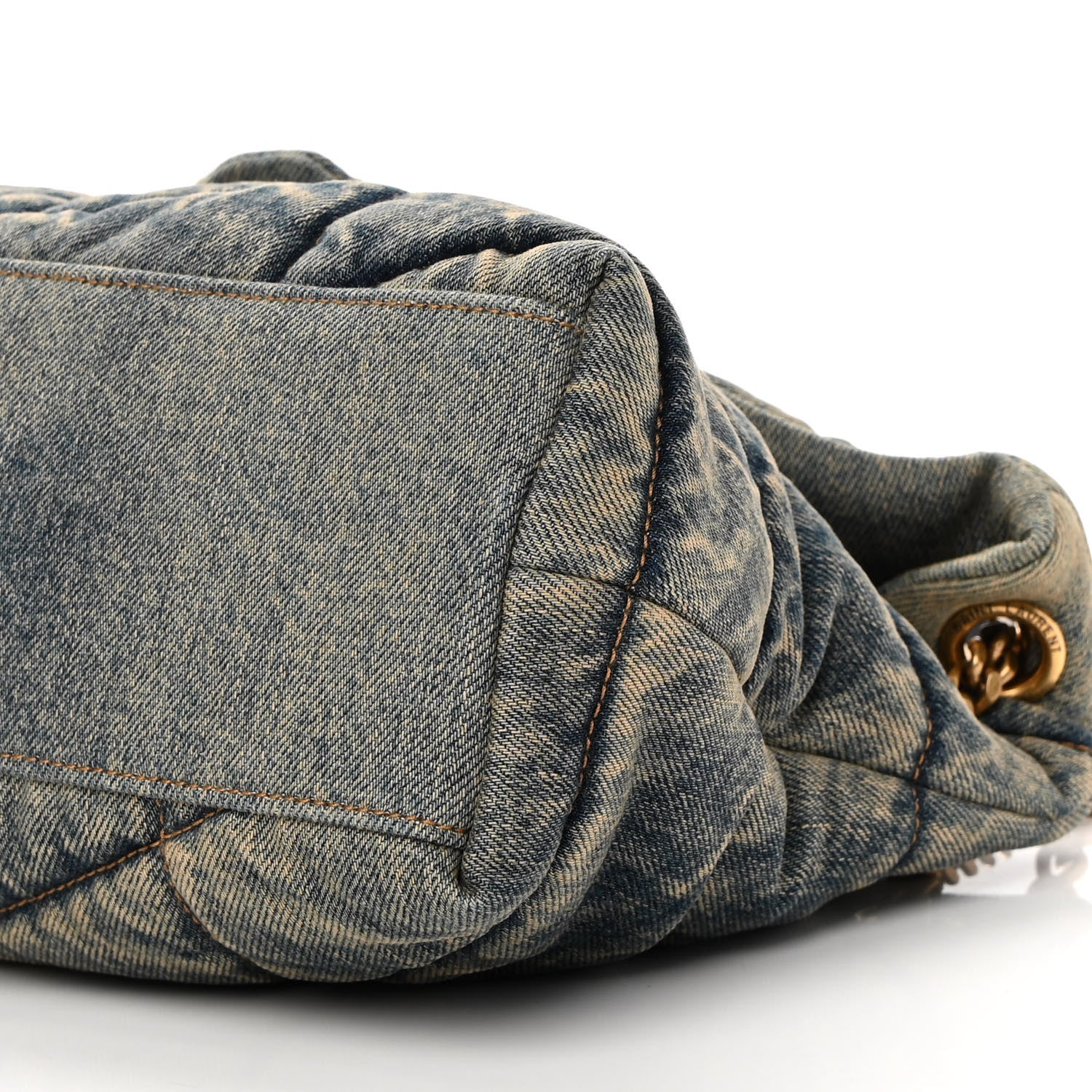 Saint Laurent Denim Quilted Loulou Puffer Monogram Chain Satchel Rodeo Blue 10 of 10