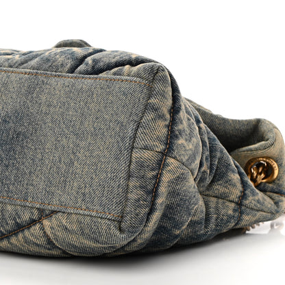 Saint Laurent Denim Quilted Loulou Puffer Monogram Chain Satchel Rodeo Blue 10 of 10