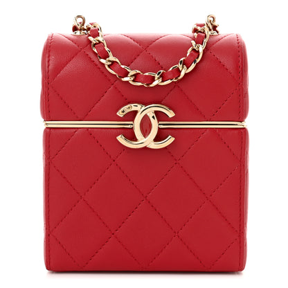 Chanel Lambskin Quilted Small Box With Chain Red 1 of 10