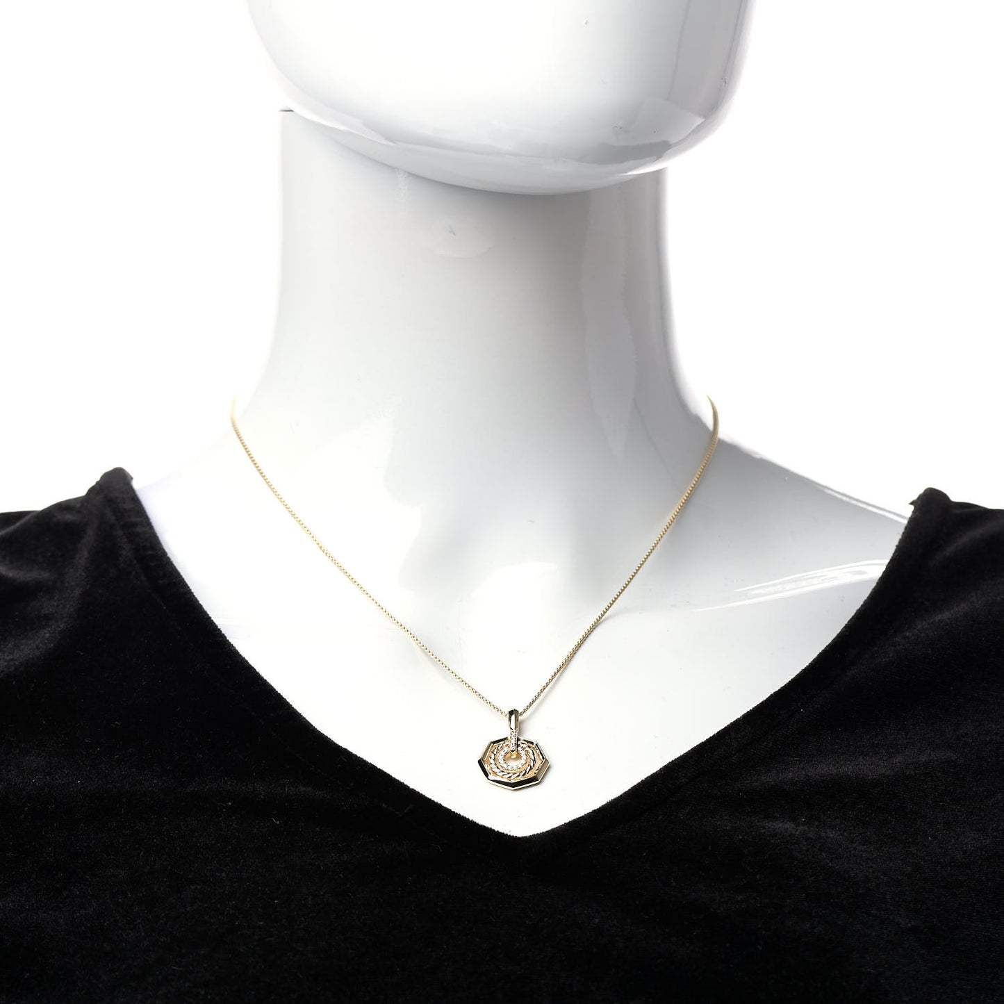 18K Yellow Gold Diamond 16mm Stax Pendant Necklace