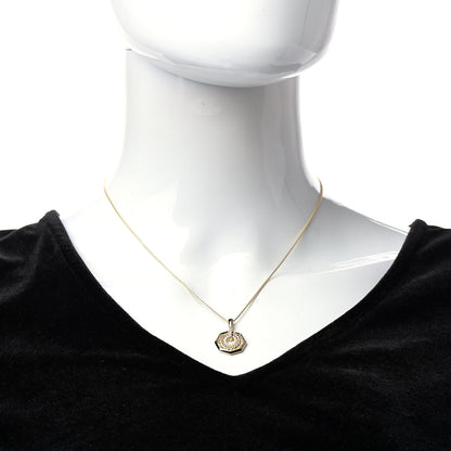 David Yurman 18K Yellow Gold Diamond 16mm Stax Pendant Necklace 2 of 7