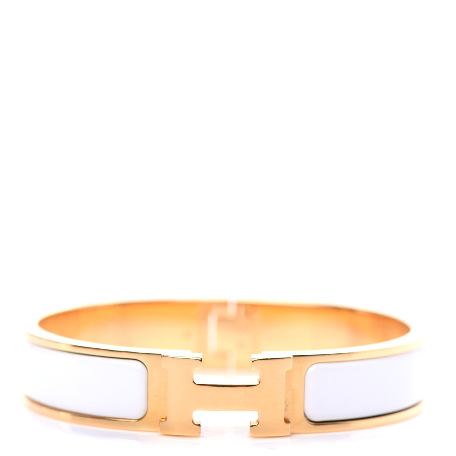 Hermes Enamel Narrow Clic Clac H Bracelet PM White 1 of 5